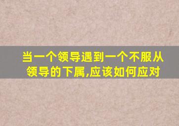 当一个领导遇到一个不服从领导的下属,应该如何应对